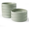 image:imagefamiware Star 75 Pasta Bowls Set Salad Bowl Set of 8 Double Reactive Glaze Stackable Ideal for Your Friend for Housewarming Festivals Cappuccino WhiteLight Green