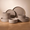 image:imageFamiware Annecy Plates and Bowls Sets 12 Pieces Dinnerware Sets Microwave and Dishwasher Safe Dishes Set for 4 Chip and Scratch Resistant GreyBlueCinnamon Brown