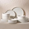 image:imageFamiware Nebula Plates and Bowls Sets 12 Pieces Stoneware Dinnerware Sets Reactive Glaze Dish Set Dishes Set for 4 Matte Beige White