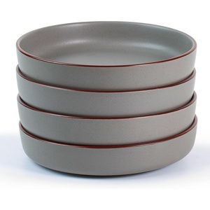 image:imagefamiware Mercury Pasta Bowls Set of 6 33 oz Large Salad Bowls Ceramic Pasta Plates Bowls Serving Bowls for Kitchen Microwave amp Dishwasher Safe CharcoalDark Gray