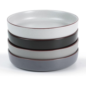 image:imagefamiware Mercury Pasta Bowls Set of 6 33 oz Large Salad Bowls Ceramic Pasta Plates Bowls Serving Bowls for Kitchen Microwave amp Dishwasher Safe CharcoalMulticolor