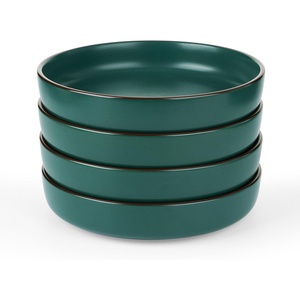image:imagefamiware Mercury Pasta Bowls Set of 6 33 oz Large Salad Bowls Ceramic Pasta Plates Bowls Serving Bowls for Kitchen Microwave amp Dishwasher Safe CharcoalDark Green