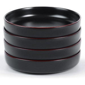image:imagefamiware Mercury Pasta Bowls Set of 6 33 oz Large Salad Bowls Ceramic Pasta Plates Bowls Serving Bowls for Kitchen Microwave amp Dishwasher Safe CharcoalBlack