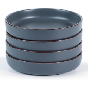 image:imagefamiware Mercury Pasta Bowls Set of 6 33 oz Large Salad Bowls Ceramic Pasta Plates Bowls Serving Bowls for Kitchen Microwave amp Dishwasher Safe CharcoalCharcoal