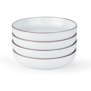 image:imagefamiware Mercury Pasta Bowls Set of 6 33 oz Large Salad Bowls Ceramic Pasta Plates Bowls Serving Bowls for Kitchen Microwave amp Dishwasher Safe CharcoalWhite
