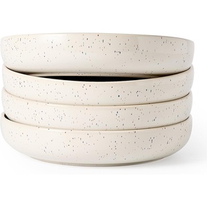 image:imagefamiware Milkyway 33 oz Bowl Set Pasta Bowls Set of 6 Salad Bowls Double Reactive Glaze Sturdy amp Stackable Ideal for Housewarming Festivals Matcha Green with SpecklesCreamy White with Speckles