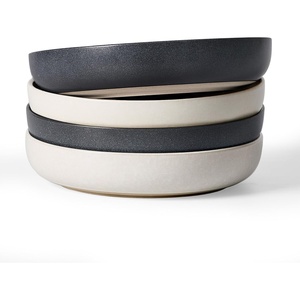 image:imagefamiware Milkyway 33 oz Bowl Set Pasta Bowls Set of 6 Salad Bowls Double Reactive Glaze Sturdy amp Stackable Ideal for Housewarming Festivals Matcha Green with SpecklesDark Charcoal  White