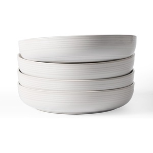 image:imagefamiware Milkyway 33 oz Bowl Set Pasta Bowls Set of 6 Salad Bowls Double Reactive Glaze Sturdy amp Stackable Ideal for Housewarming Festivals Matcha Green with SpecklesWhite Thread