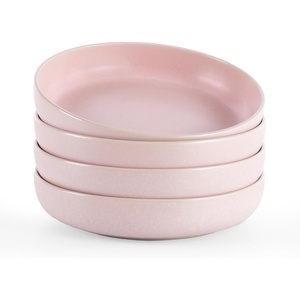 image:imagefamiware Milkyway 33 oz Bowl Set Pasta Bowls Set of 6 Salad Bowls Double Reactive Glaze Sturdy amp Stackable Ideal for Housewarming Festivals Matcha Green with SpecklesLight Pink