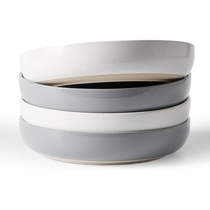 image:imagefamiware Milkyway 33 oz Bowl Set Pasta Bowls Set of 6 Salad Bowls Double Reactive Glaze Sturdy amp Stackable Ideal for Housewarming Festivals Matcha Green with SpecklesWhite  Dark Gray