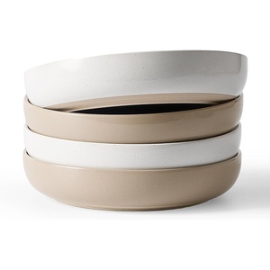 image:imagefamiware Milkyway 33 oz Bowl Set Pasta Bowls Set of 6 Salad Bowls Double Reactive Glaze Sturdy amp Stackable Ideal for Housewarming Festivals Matcha Green with SpecklesWhite  Cinnamon Brown