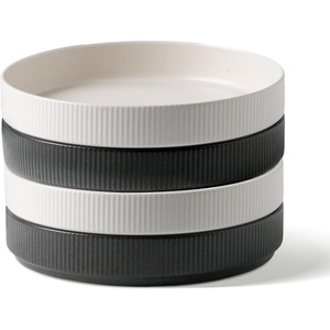 image:imagefamiware Star 75 Pasta Bowls Set Salad Bowl Set of 8 Double Reactive Glaze Stackable Ideal for Your Friend for Housewarming Festivals Cappuccino WhiteDark Charcoal  White
