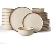 image:imageFamiware Milkyway Stoneware Dinnerware Set 12Piece Double Reactive Glaze Plates and Bowls Service for 4 Microwave and Dishwasher Safe ScratchResistant Moss Green amp CocoaLight khaki