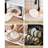 image:imageFamiware Milkyway Stoneware Dinnerware Set 12Piece Double Reactive Glaze Plates and Bowls Service for 4 Microwave and Dishwasher Safe ScratchResistant Moss Green amp CocoaLight khaki