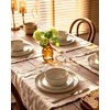 image:imageFamiware Milkyway Stoneware Dinnerware Set 12Piece Double Reactive Glaze Plates and Bowls Service for 4 Microwave and Dishwasher Safe ScratchResistant Moss Green amp CocoaMilk Tea