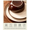image:imageFamiware Milkyway Stoneware Dinnerware Set 12Piece Double Reactive Glaze Plates and Bowls Service for 4 Microwave and Dishwasher Safe ScratchResistant Moss Green amp CocoaLight khaki  Cocoa
