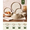 image:imageFamiware Milkyway Stoneware Dinnerware Set 12Piece Double Reactive Glaze Plates and Bowls Service for 4 Microwave and Dishwasher Safe ScratchResistant Moss Green amp CocoaLight khaki