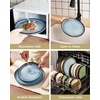 image:imageFamiware Milkyway Stoneware Dinnerware Set 12Piece Double Reactive Glaze Plates and Bowls Service for 4 Microwave and Dishwasher Safe ScratchResistant Moss Green amp CocoaDusty Blue