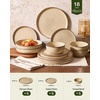 image:imageFamiware Milkyway Stoneware Dinnerware Set 12Piece Double Reactive Glaze Plates and Bowls Service for 4 Microwave and Dishwasher Safe ScratchResistant Moss Green amp CocoaMilk Tea