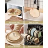 image:imageFamiware Milkyway Stoneware Dinnerware Set 12Piece Double Reactive Glaze Plates and Bowls Service for 4 Microwave and Dishwasher Safe ScratchResistant Moss Green amp CocoaMilk Tea