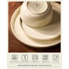 image:imageFamiware Milkyway Stoneware Dinnerware Set 12Piece Double Reactive Glaze Plates and Bowls Service for 4 Microwave and Dishwasher Safe ScratchResistant Moss Green amp CocoaAlmond Milk