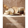 image:imageFamiware Milkyway Stoneware Dinnerware Set 12Piece Double Reactive Glaze Plates and Bowls Service for 4 Microwave and Dishwasher Safe ScratchResistant Moss Green amp CocoaAlmond Milk