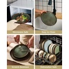 image:imageFamiware Milkyway Stoneware Dinnerware Set 12Piece Double Reactive Glaze Plates and Bowls Service for 4 Microwave and Dishwasher Safe ScratchResistant Moss Green amp CocoaMoss Green  Cocoa