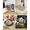 image:imageFamiware Milkyway Stoneware Dinnerware Set 12Piece Double Reactive Glaze Plates and Bowls Service for 4 Microwave and Dishwasher Safe ScratchResistant Moss Green amp CocoaGreenish Brown