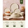 image:imageFamiware Milkyway Stoneware Dinnerware Set 12Piece Double Reactive Glaze Plates and Bowls Service for 4 Microwave and Dishwasher Safe ScratchResistant Moss Green amp CocoaAlmond Milk