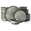 image:imageFamiware Milkyway Stoneware Dinnerware Set 12Piece Double Reactive Glaze Plates and Bowls Service for 4 Microwave and Dishwasher Safe ScratchResistant Moss Green amp CocoaGreenish Brown