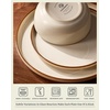 image:imageFamiware Milkyway Stoneware Dinnerware Set 12Piece Double Reactive Glaze Plates and Bowls Service for 4 Microwave and Dishwasher Safe ScratchResistant Moss Green amp CocoaLight khaki