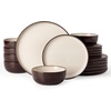 image:imageFamiware Milkyway Stoneware Dinnerware Set 12Piece Double Reactive Glaze Plates and Bowls Service for 4 Microwave and Dishwasher Safe ScratchResistant Moss Green amp CocoaLight khaki  Cocoa