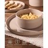 image:imageFamiware Star 12Piece Stoneware Dinnerware Set for 4  Oat Ceramic Ribbed Plates and Bowls  Modern Rustic Dishes Everyday amp Formal Use  Chip amp Scratch Resistant Microwave amp Dishwasher SafeCinnamon Brown