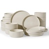 image:imageFamiware Star 12Piece Stoneware Dinnerware Set for 4  Oat Ceramic Ribbed Plates and Bowls  Modern Rustic Dishes Everyday amp Formal Use  Chip amp Scratch Resistant Microwave amp Dishwasher SafeOat