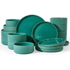 image:imageFamiware Star 12Piece Stoneware Dinnerware Set for 4  Oat Ceramic Ribbed Plates and Bowls  Modern Rustic Dishes Everyday amp Formal Use  Chip amp Scratch Resistant Microwave amp Dishwasher SafeSage Green