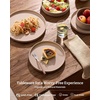 image:imageFamiware Star 12Piece Stoneware Dinnerware Set for 4  Oat Ceramic Ribbed Plates and Bowls  Modern Rustic Dishes Everyday amp Formal Use  Chip amp Scratch Resistant Microwave amp Dishwasher SafeCinnamon Brown