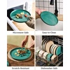 image:imageFamiware Star 12Piece Stoneware Dinnerware Set for 4  Oat Ceramic Ribbed Plates and Bowls  Modern Rustic Dishes Everyday amp Formal Use  Chip amp Scratch Resistant Microwave amp Dishwasher SafeSage Green