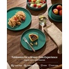 image:imageFamiware Star 12Piece Stoneware Dinnerware Set for 4  Oat Ceramic Ribbed Plates and Bowls  Modern Rustic Dishes Everyday amp Formal Use  Chip amp Scratch Resistant Microwave amp Dishwasher SafeSage Green