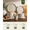 image:imageFamiware Star 12Piece Stoneware Dinnerware Set for 4  Oat Ceramic Ribbed Plates and Bowls  Modern Rustic Dishes Everyday amp Formal Use  Chip amp Scratch Resistant Microwave amp Dishwasher SafeOat