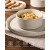 image:imageFamiware Star 12Piece Stoneware Dinnerware Set for 4  Oat Ceramic Ribbed Plates and Bowls  Modern Rustic Dishes Everyday amp Formal Use  Chip amp Scratch Resistant Microwave amp Dishwasher SafeOat