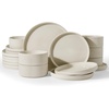 image:imageFamiware Star 12Piece Stoneware Dinnerware Set for 4  Oat Ceramic Ribbed Plates and Bowls  Modern Rustic Dishes Everyday amp Formal Use  Chip amp Scratch Resistant Microwave amp Dishwasher SafeOat