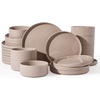 image:imageFamiware Star 12Piece Stoneware Dinnerware Set for 4  Oat Ceramic Ribbed Plates and Bowls  Modern Rustic Dishes Everyday amp Formal Use  Chip amp Scratch Resistant Microwave amp Dishwasher SafeCinnamon Brown