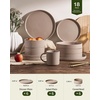 image:imageFamiware Star 12Piece Stoneware Dinnerware Set for 4  Oat Ceramic Ribbed Plates and Bowls  Modern Rustic Dishes Everyday amp Formal Use  Chip amp Scratch Resistant Microwave amp Dishwasher SafeCinnamon Brown