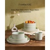 image:imageFamiware Star 12Piece Stoneware Dinnerware Set for 4  Oat Ceramic Ribbed Plates and Bowls  Modern Rustic Dishes Everyday amp Formal Use  Chip amp Scratch Resistant Microwave amp Dishwasher SafeLight Green