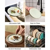 image:imageFamiware Star 12Piece Stoneware Dinnerware Set for 4  Oat Ceramic Ribbed Plates and Bowls  Modern Rustic Dishes Everyday amp Formal Use  Chip amp Scratch Resistant Microwave amp Dishwasher SafeLight Green