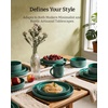 image:imageFamiware Star 12Piece Stoneware Dinnerware Set for 4  Oat Ceramic Ribbed Plates and Bowls  Modern Rustic Dishes Everyday amp Formal Use  Chip amp Scratch Resistant Microwave amp Dishwasher SafeSage Green