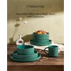 image:imageFamiware Star 12Piece Stoneware Dinnerware Set for 4  Oat Ceramic Ribbed Plates and Bowls  Modern Rustic Dishes Everyday amp Formal Use  Chip amp Scratch Resistant Microwave amp Dishwasher SafeSage Green