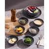 image:imagefamiware Star Soy Sauce Dish Ceramic Dipping Bowls Set of 6 4 oz Individual Dip Sauce CupsBowlsDishesPlates Small Serving Bowl for Side Dishes Dessert Ice Cream Condiments Sushi  Deep ForestMatte Midnight Grey
