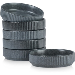 image:imagefamiware Star Soy Sauce Dish Ceramic Dipping Bowls Set of 6 4 oz Individual Dip Sauce CupsBowlsDishesPlates Small Serving Bowl for Side Dishes Dessert Ice Cream Condiments Sushi  Deep ForestMatte Dark Charcoal